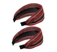 TOVINANNA 2pcs Retro Wide Brim Headband for Women Comfortable High Top Boho Hair Accessories Lightweight Fashionable for Parties Travel Daily Wear Cute Crochet Design