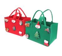 TOVINANNA 2pcs Reusable Felt Christmas Storage Bag with Classic Festive Cartoon Design, Versatile Xmas Candy Holder for Party Packaging and Xmas Festival Decorations