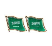 TOVINANNA 2pcs Saudi Arabia Flag Crystal Drop Brooch Lapel Pin Metal Country Pin Badge for Birthday