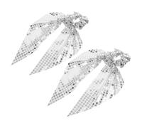 TOVINANNA 2pcs Shiny Sequin Large Intestine Hair Tie Metallic Glitter Hair Bands for Women Disco Party Favors Elegant Accessories