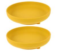 TOVINANNA 2Pcs Silicone Suction Plate Non-Slip Spill-Proof Adaptive Bowl Set with Suction Cup Base for Elderly Disabled Feeding Kitchen Table Use