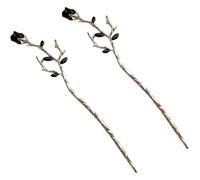 TOVINANNA 2Pcs Silver Metal Rose Flower Hair Sticks for Buns Chinese Style Classic Floral Hair Pins Women’S Chignon Elegant