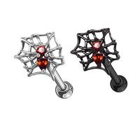 TOVINANNA 2pcs Spider Earrings Zircon Gothic Spider Web Ear Studs Halloween Earrings for Women Hypoallergenic and Lightweight
