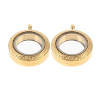 TOVINANNA 2pcs Stainless Steel Photo Frame Pendants Round Glass Locket Necklace Scratch-resistant Charm for Travel Daily Use Cultural Symbolism