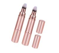 TOVINANNA 2pcs Travel Double-ended Makeup Brush with Protective Cap Retractable Foundation and Blush Brush for Loose Powder Eyeshadow and Face Makeup Application