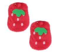 TOVINANNA 2pcs Winter Warm Dog Costume for Small Pets, Comfortable Coral Fleece Material Red Strawberry Print, for Pet Puppy Clothes and Costume Events