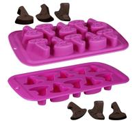 TOVINANNA 2Pcs Wizard Hat Silicone Chocolate Moulds, 21x11cm Baking Tray | Reusable Witch Cap Candy Fondant Moulds for Halloween Party Cakes, Flexible Ice Cube Trays, Purple Novelty Sweet Supplies