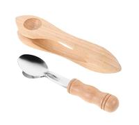 TOVINANNA 2pcs Wooden Musical Spoons Natural Tone Folk Percussion Instruments for Montessori Rhythm Traditional Wood and Metal Design for Music Play and Education