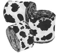 TOVINANNA 3 Rolls Cow Print Wired Ribbon for Crafts DIY Party Decoration Polyester Iron Material for Wrapping Bouquet Wreaths Home and Easter Festival