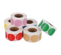 TOVINANNA 3000Pcs Round Jam Jar Labels, Self-Adhesive Writable Kraft Paper Stickers, Small Coding Label Rolls in Brown, Pink, Yellow, Green, Blue, Red - Multi-Color Sealing Stickers for Food