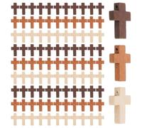 TOVINANNA 300Pcs Vintage Wooden Cross Pendants Bulk Set 22X15Mm with Horizontal Hole, Milk White, Light Brown and Dark Brown, Religious DIY Craft Charms for Christian Jewelry, Easter and