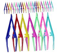 TOVINANNA 30Pcs Plastic Eyebrow Tweezers for Women Ergonomic Small Salon Clips for Precise Hair Removal Durable Makeup Tool for Brow Trimming and Grooming