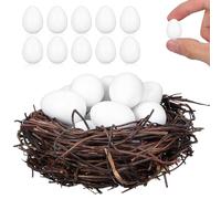 TOVINANNA 30pcs White Solid Plastic Fake Eggs for Parrots and Pigeons, Hatching Aid and Nest Management, Sturdy Artificial Egg Dummies for Bird Training and Breeding Supplies