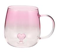 TOVINANNA 3D Gradient Tea Cup Creative Coffee Cup Single Layer Glass Mug with Handle Romantic Heart Design Decorative Office Glassware for Breakfast and Milk Drinking