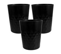 TOVINANNA 3pcs Black Plastic Trash Can Set with Large Capacity, Flexible and Won’t Deform under Pressure, Modern Stylish Waste Baskets for Bedroom, Bathroom, Living Room, and Office Use