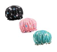 TOVINANNA 3pcs Cartoon Shower Caps Double-tier Hair Hats for Bathing Makeup and Sleeping Soft Lightweight for All Hair Types Dreadlocks
