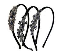 TOVINANNA 3pcs Classical Hair Hoop Headband Ink Orchid Flower Design Elegant Headpiece for Women Engagement