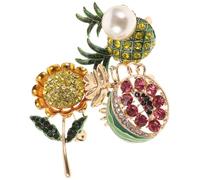 TOVINANNA 3Pcs Fruit Brooch Pin Set Pineapple Watermelon and Rhinestone Sunflower Enamel Lapel Pins Student and Casual Wear