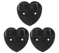 TOVINANNA 3pcs Heart-shaped Microphone Clips Adhesive Plastic Microphone Holders Black Mic Support Back Clip for Wired and Wireless Suitable for Interviews and Hosting