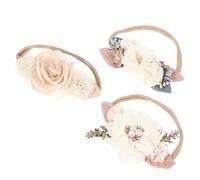 TOVINANNA 3pcs Hundred Days Photo Headbands Pearl Flower Hairbands Wide Headbands for Women Bright Colors Elastic Comfortable
