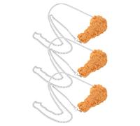 TOVINANNA 3pcs Imitation Fried Chicken Leg Necklace with Pvc and Metal Material, Party Essential Funny 3d Food Pendant for Festival Events and Parties, Unique Hip Hop Style Accessory