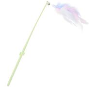 TOVINANNA 3pcs Interactive Cat Teaser Wand with Bell and Feather Plume Pp Material for Indoor Cats Kitten Self-play with Green Cactus Handle