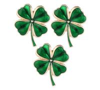 TOVINANNA 3pcs Irish Shamrock Pin Badge Four Leaf Clover Brooch Lucky Lapel Brooch for Women Girls St Patrick's Day Fashion Accessory