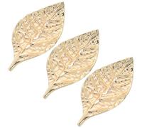 TOVINANNA 3pcs Leaf Cabinet Handles Set, Bright Gold Metal Drawer Pulls for Wardrobe, Cupboard, Dresser and Nightstand, Single Hole Decorative Furniture Hardware