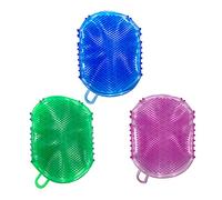 TOVINANNA 3Pcs Massage Brushes Double Sided Essential Oil Bath Brushes for Relaxing Shower Experience Durable and Soft for Exfoliating Skin Random Colors Red Green Blue Random Color
