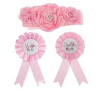 TOVINANNA 3pcs Maternity Pregnancy Sash and Floral Brooch Set, Lightweight Chiffon Belt for Mom, Pregnancy Gift for Shower and Expecting Mothers
