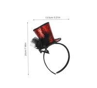 TOVINANNA 3pcs Mini Top Hat Headband Fascinator with Veil Black Red Gold Sequin Carnival Hat for Women Elegant Tea Party Halloween Christmas Costume Accessory
