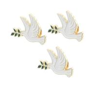 TOVINANNA 3pcs Peace Dove Badge Brooch Elegant Metal Pins for Clothing Hats Backpacks Accessory for Men and Women for Casual and Formal Occasions