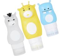 TOVINANNA 3Pcs Refillable Silicone Travel Bottles Small Food Container Compact Sauce Packing Bottles with Deer Horse Hippo Shapes for Trips