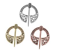 TOVINANNA 3Pcs Retro Alloy Brooches for Clothing Decoration Viking Inspired Breast Pins Antique Silver Bronze and Copper Finishes Elegant Accessories for All Occasions