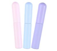 TOVINANNA 3pcs Silicone Lip Applicator Set with Lid Round-head Lipstick Concealer Brush for Portable Makeup Pink Purple Blue Suitable for Lip Balm