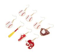 TOVINANNA 4 Pair Stylish Asymmetrical Dangle Jewelry with Hat and Bat Design for Teens for Parties and Daily Wear Baseball Accessories for Women