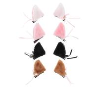 TOVINANNA 4 Pairs Cat Ear Hair Clips Cute Cosplay Accessories for Halloween Masquerade Party Black White Pink Comfortable and Eye Catching Hair Clips for Festivals