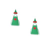 TOVINANNA 4 pcs Christmas Apron and Santa Hat Set for Adults Soft Nonwoven Fabric Green Bib Outfit Festive Kitchen Costume Accessories for Men Women Family Holiday Party Fun and Interactive