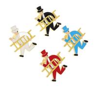 TOVINANNA 4 Pcs Creative Little Men Lapel Pins Set in Zinc Alloy, Classic British Gentleman Style Brooch Pins for Decoration and Weddings, Versatile Use Accessories for Hats, Bags,