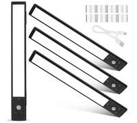 TOVINANNA 4 Pcs LED Under Cabinet Lights with Smart Motion Sensor Human Sensing Night Lights for Kitchen Stairway Desk and Hallway Broad Illumination Indoor Lighting