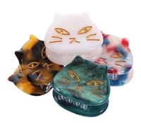 TOVINANNA 4 Pieces Small Cat Hair Clips Set for Women, Acetate Material, Colorful Green Leopard Red Blue and Mermaid, Cute Hair Accessories for Everyday Use