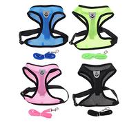 TOVINANNA 4 Sets Dog Harness and Leash Pulling Rope Harness Set with Breathable Polyester Mesh Vest and Flexible Leash for Pet Walking and Training