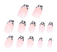 TOVINANNA 48Pcs French Tip Long False Nails Nail Tips with Creative Purple Grey Manicure Stickers for Wedding Prom Christmas DIY at Home