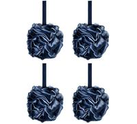 TOVINANNA 4pcs Bamboo Charcoal Shower Loofah Balls 60g Soft Bath Mesh Sponge Puff for Exfoliating and Deep Cleansing, Black Gradient Bathroom Shower Accessories for Men and Women