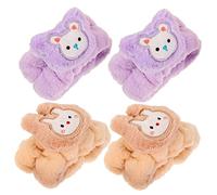 TOVINANNA 4pcs Cartoon Wrist Washbands for Face Cleaning Soft and Absorbent Wrist Bands Cute Design for Moisture for and Daily Skincare Routine