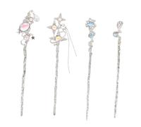 TOVINANNA 4pcs Chinese Metal Hairpins with Moonstone Tassels Retro Hanfu Updo Holders for Women and Elegant Long Decorative Hair Sticks Combining Traditional and Modern Styles