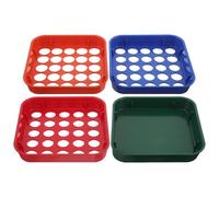 TOVINANNA 4Pcs Color-Coded Plastic Coin Sorter Trays for US Pennies and Quarters Flat Change Counting and Separating Organizers for Money Sorting at Home or Office
