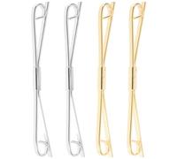 TOVINANNA 4pcs Copper Tie Bars for Men and Women, Retro Style Shirt Collar Clips with Invisible Support and Gap Prevention, for Casual Wear and Daily Outfits, Gold and Silver Finish