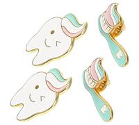 TOVINANNA 4pcs Creative Toothbrush Enamel Pins for Backpacks and Clothes, Alloy Cartoon Brooch Set, Cute and Eye-catching Accessories to Highlight Appearance and Bring A Vibrant Playful