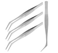 TOVINANNA 4Pcs Curved Tip Stainless Steel Anti-Static Tweezers with Serrated Teeth for Electronics Repair Jewelry Making Laboratory Use Industrial Precision Tools